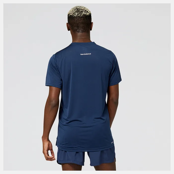 Men New Balance Accelerate Short Sleeve NATURAL INDIGO Shirts Men New Balance Accelerate Short Sleeve NATURAL INDIGO Shirts