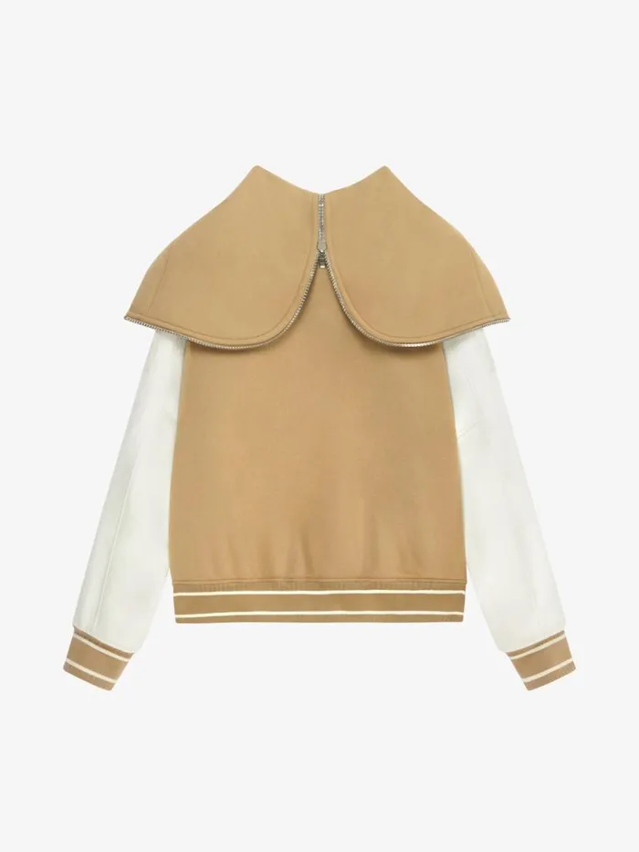 Men Outerwear and Blousons Givenchy GIVENCHY Hooded Varsity Jacket In Wool And Leather Whitebeige