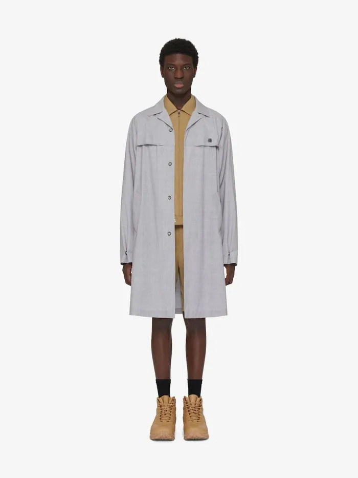 Men Outerwear and Blousons Givenchy Parka In Wool With 4G Detail Grey Mix