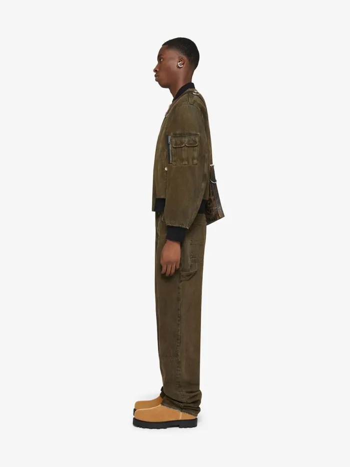 Men Outerwear and Blousons Givenchy Reversible Bomber Jacket In Denim Blackkhaki