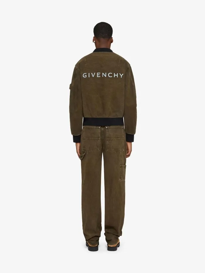Men Outerwear and Blousons Givenchy Reversible Bomber Jacket In Denim Blackkhaki