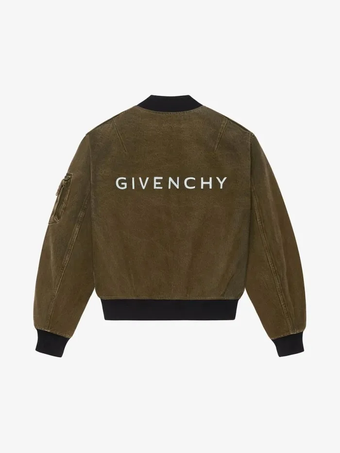 Men Outerwear and Blousons Givenchy Reversible Bomber Jacket In Denim Blackkhaki