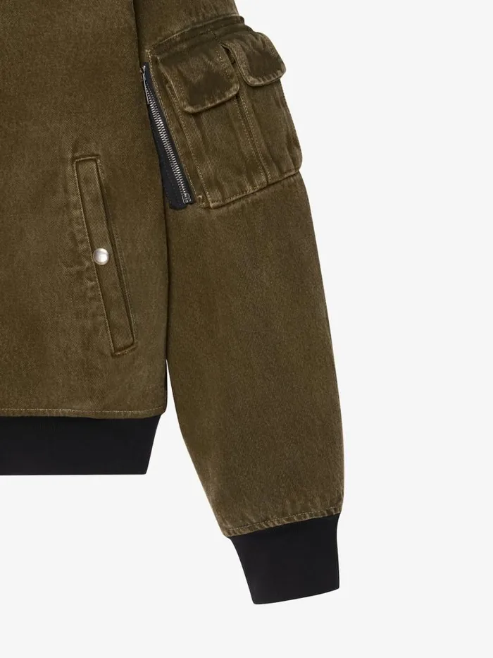 Men Outerwear and Blousons Givenchy Reversible Bomber Jacket In Denim Blackkhaki