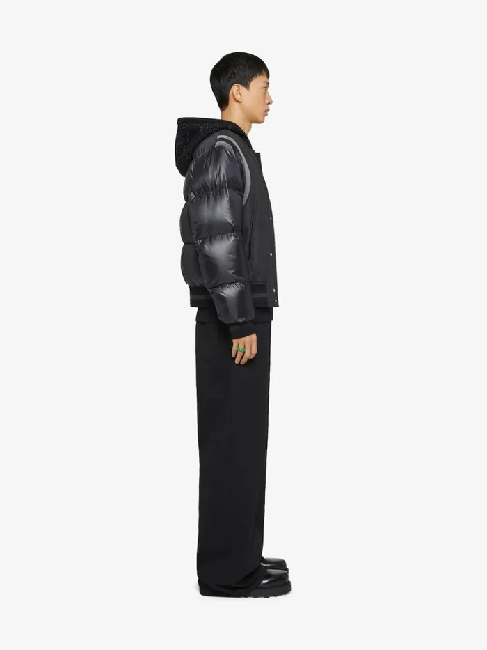 Men Outerwear and Blousons Givenchy Varsity Jacket In Wool With Puffer Sleeves And Back Blackgrey