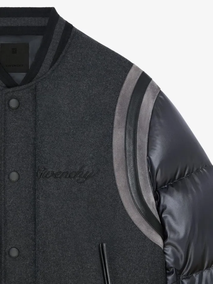 Men Outerwear and Blousons Givenchy Varsity Jacket In Wool With Puffer Sleeves And Back Blackgrey