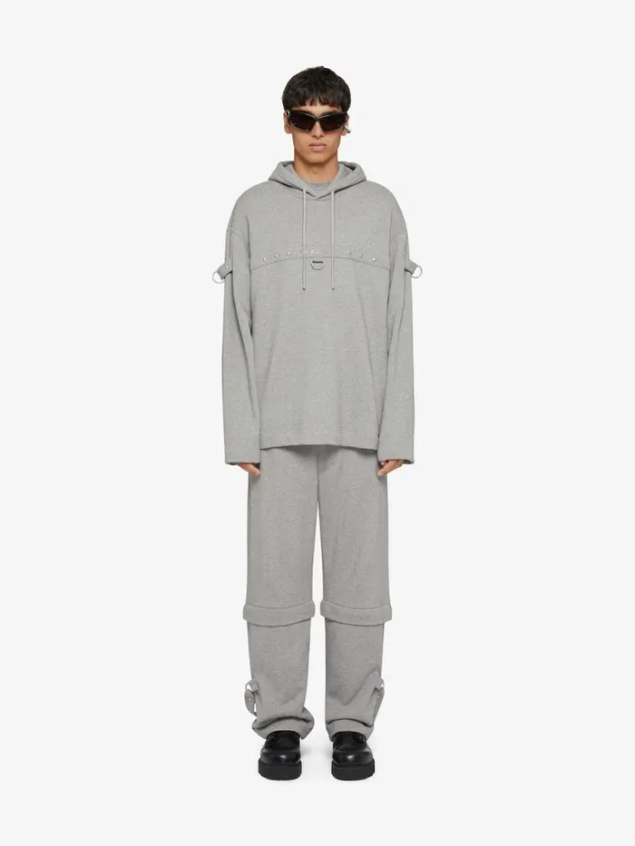 Men Pants and Shorts Givenchy 2in1 Detachable Pants In Fleece With Suspenders Light Grey Melange