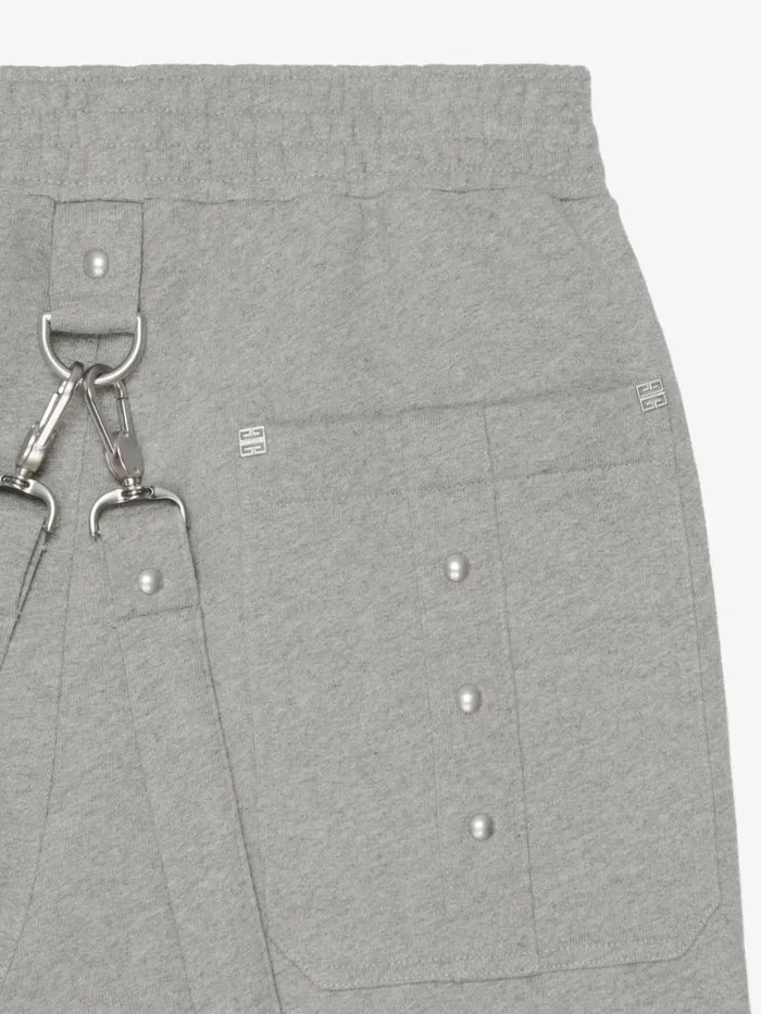 Men Pants and Shorts Givenchy 2in1 Detachable Pants In Fleece With Suspenders Light Grey Melange