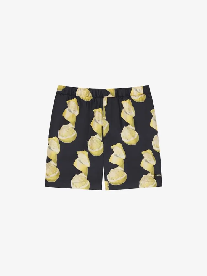 Men Pants and Shorts Givenchy Long Swim Shorts With Lemon Print Blackyellow
