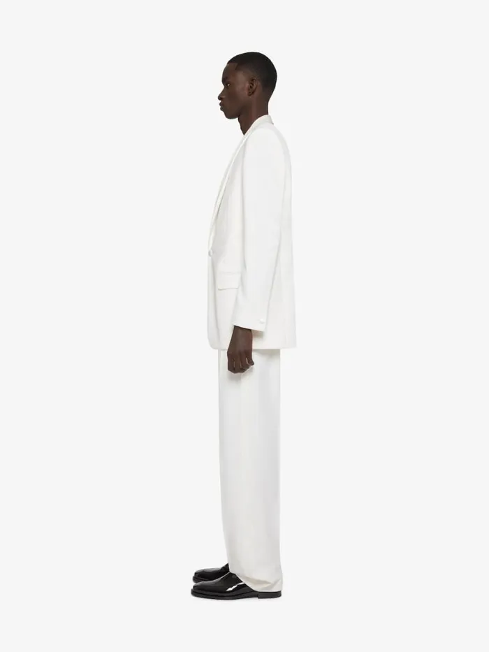 Men Pants and Shorts Givenchy Wide Pants In Wool And Mohair With Piping Detail White