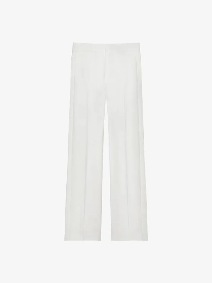 Men Pants and Shorts Givenchy Wide Pants In Wool And Mohair With Piping Detail White