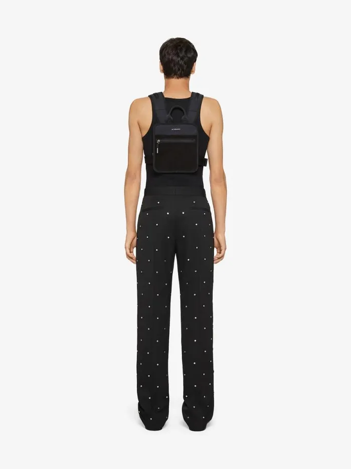 Men Pants and Shorts Givenchy Wide Pants In Wool With Piping And Studs Black