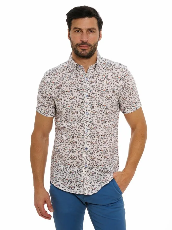 Men Robert Graham Button Down Shirts Beach Bound Short Sleeve Button Down Shirt Multi Men Robert Graham Button Down Shirts Beach Bound Short Sleeve Button Down Shirt Multi