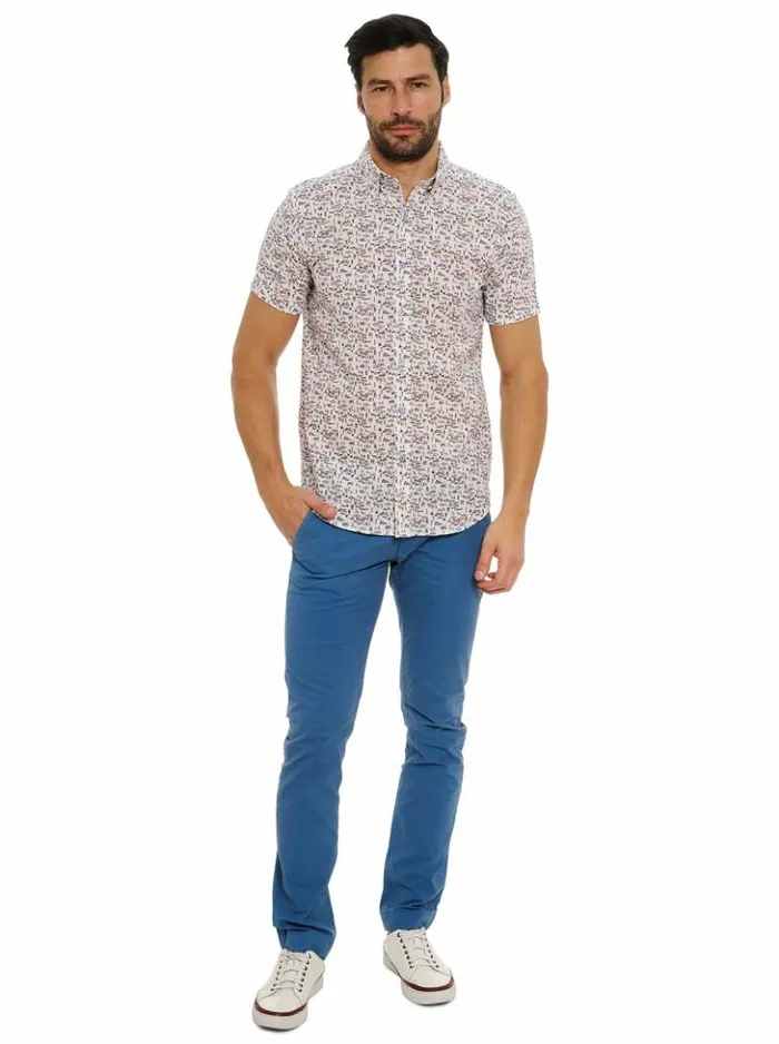 Men Robert Graham Button Down Shirts Beach Bound Short Sleeve Button Down Shirt Multi