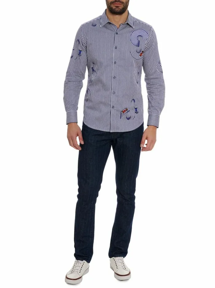 Men Robert Graham Button Down Shirts Chicane Long Sleeve Button Down Shirt White