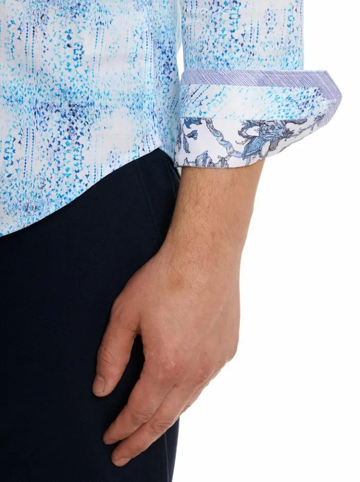 Men Robert Graham Button Down Shirts Dreamweaver Long Sleeve Button Down Shirt Teal