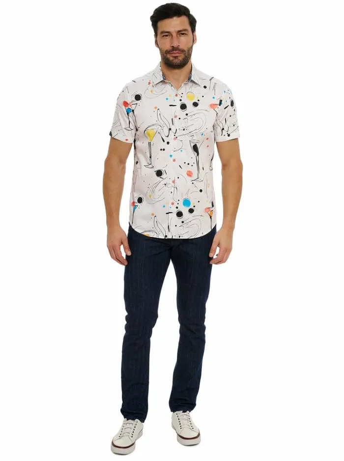 Men Robert Graham Button Down Shirts El Estio Short Sleeve Button Down Shirt Tall Multi