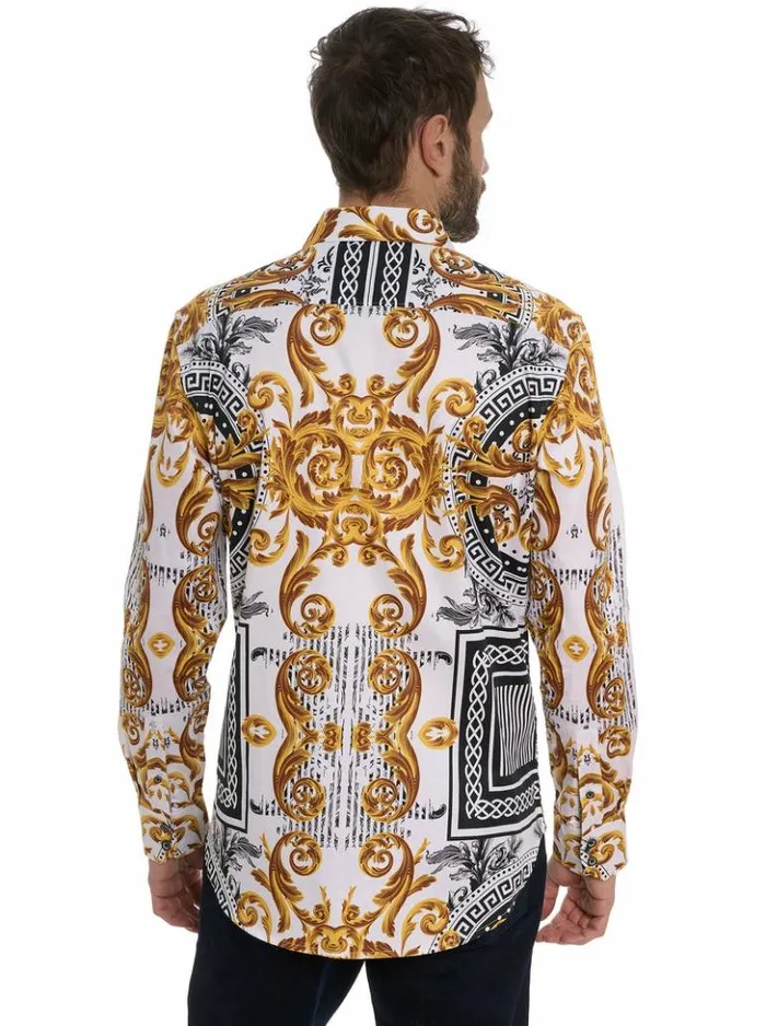 Men Robert Graham Button Down Shirts Gilded Scrolls Long Sleeve Button Down Shirt Multi