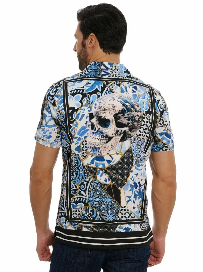 Men Robert Graham Button Down Shirts Kintsugi Short Sleeve Button Down Shirt Blue Men Robert Graham Button Down Shirts Kintsugi Short Sleeve Button Down Shirt Blue