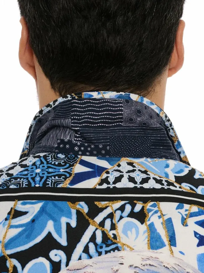 Men Robert Graham Button Down Shirts Kintsugi Short Sleeve Button Down Shirt Blue