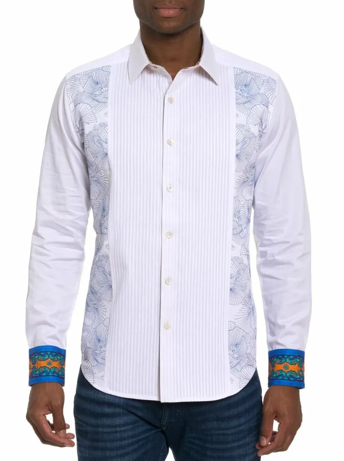 Men Robert Graham Button Down Shirts Limited Edition The Pleiades Long Sleeve Button Down Shirt White