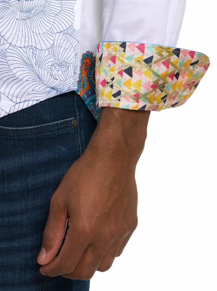 Men Robert Graham Button Down Shirts Limited Edition The Pleiades Long Sleeve Button Down Shirt White