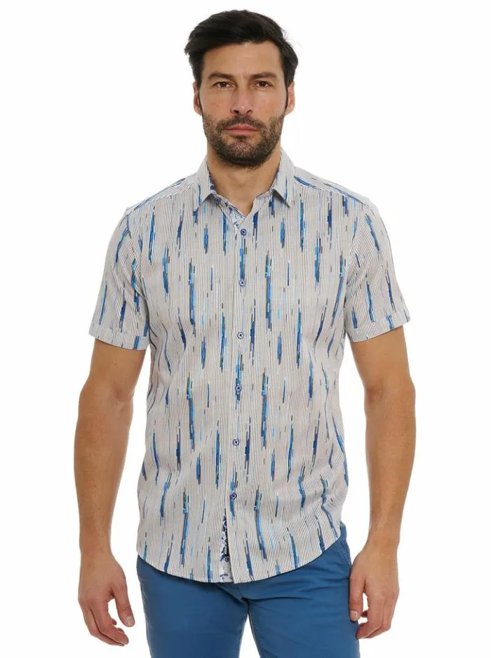 Men Robert Graham Button Down Shirts Shipping Lines Short Sleeve Button Down Shirt Blue Men Robert Graham Button Down Shirts Shipping Lines Short Sleeve Button Down Shirt Blue