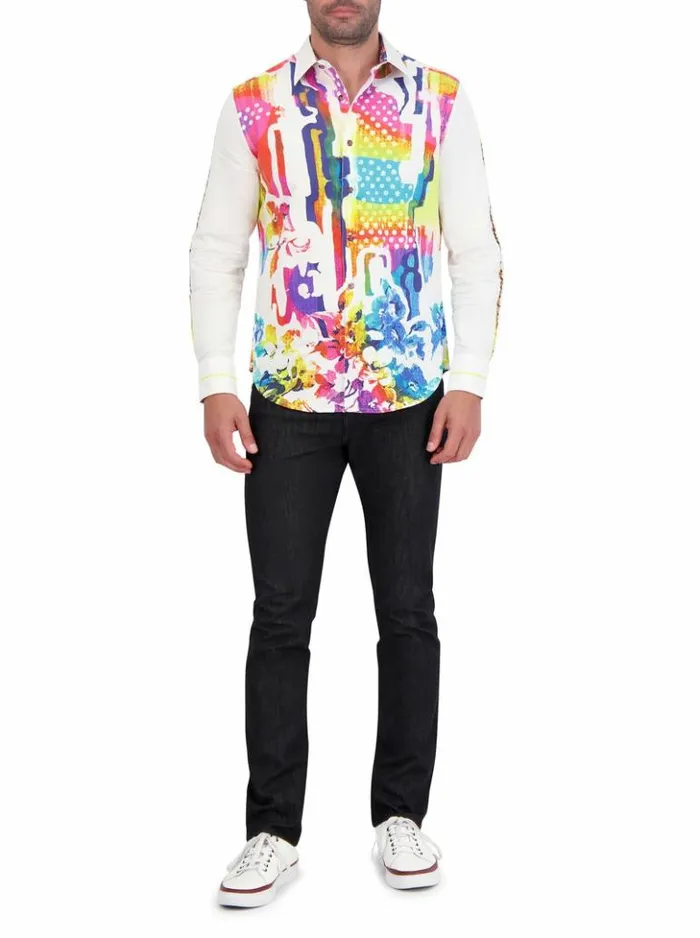 Men Robert Graham Button Down Shirts Vibrant Skull Long Sleeve Button Down Shirt Multi