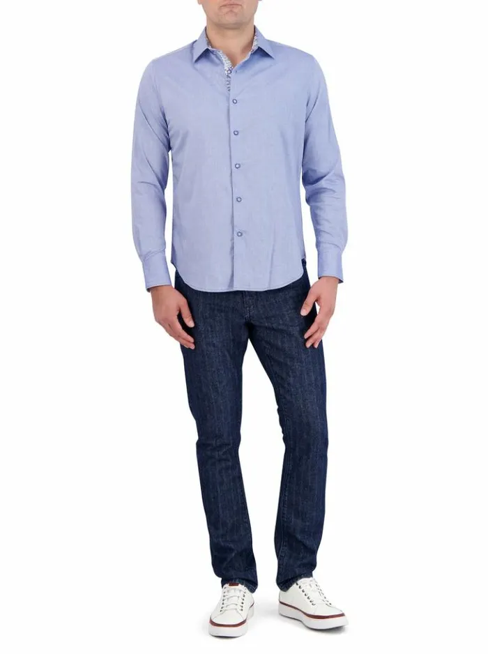 Men Robert Graham Button Down Shirts Wayfarer Long Sleeve Button Down Shirt Navy