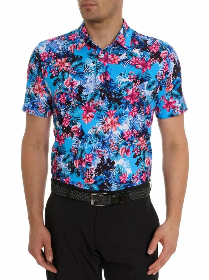 Men Robert Graham Polos and TShirts Island Time Polo Blue