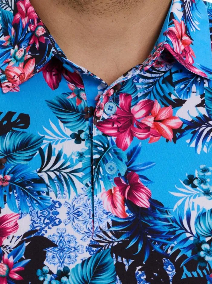 Men Robert Graham Polos and TShirts Island Time Polo Blue