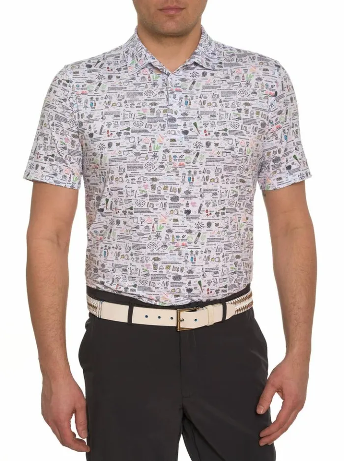 Men Robert Graham Polos and TShirts Italian Pasta Performance Polo White