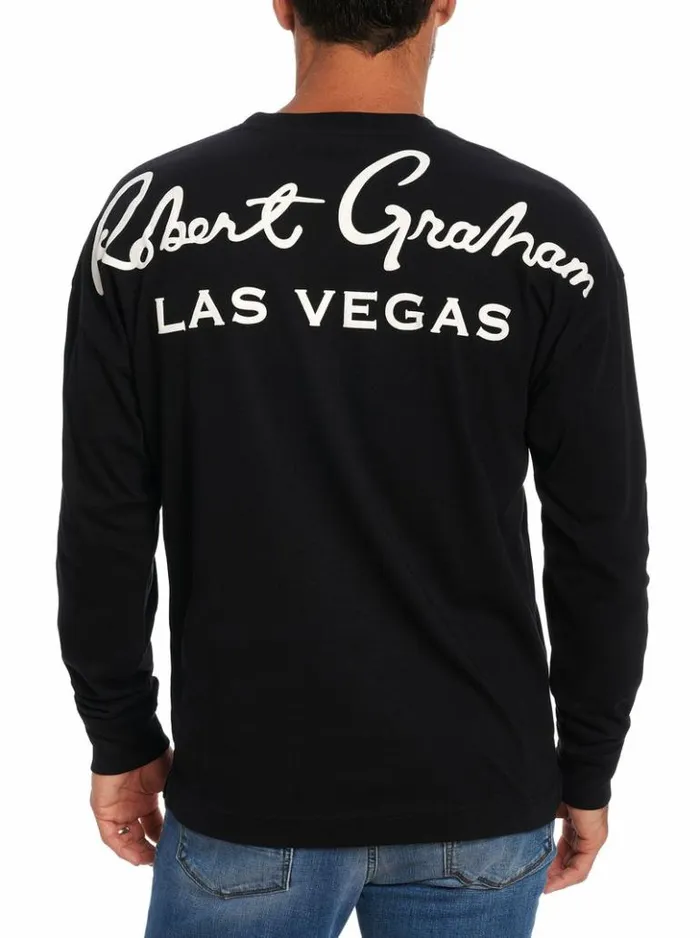Men Robert Graham Polos and TShirts Las Vegas Long Sleeve TShirt Black