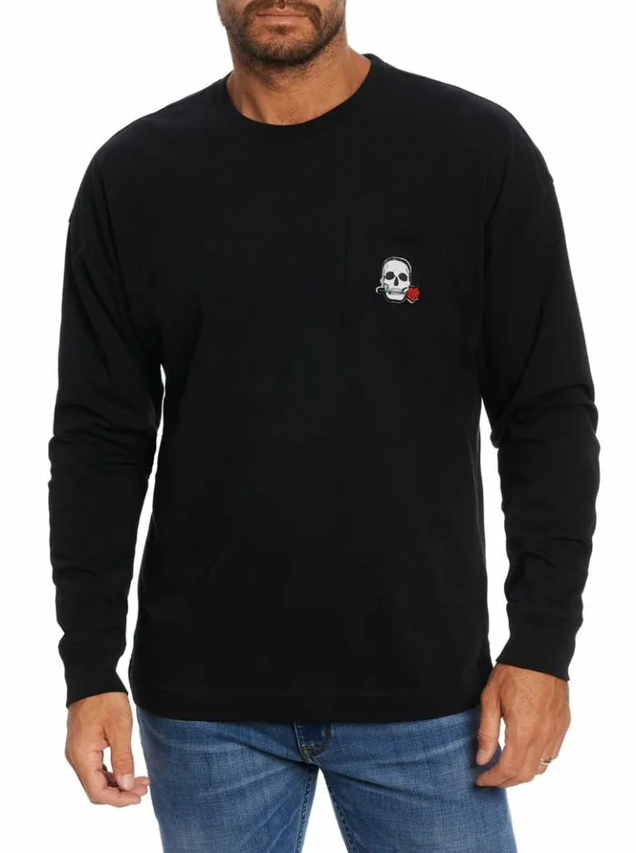 Men Robert Graham Polos and TShirts Las Vegas Long Sleeve TShirt Black