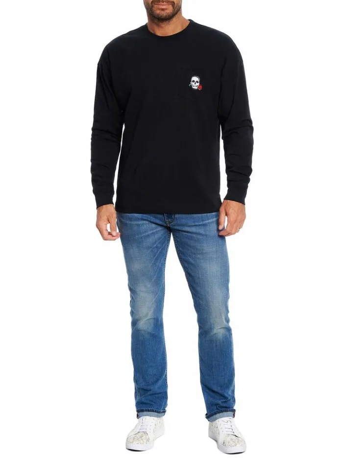 Men Robert Graham Polos and TShirts Las Vegas Long Sleeve TShirt Black