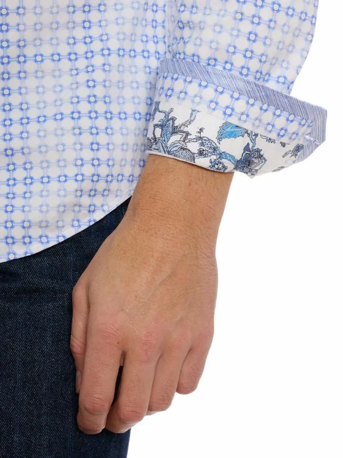 Men Robert Graham Sweaters and Knits Port Of Call Motion Long Sleeve Knit Shirt Blue
