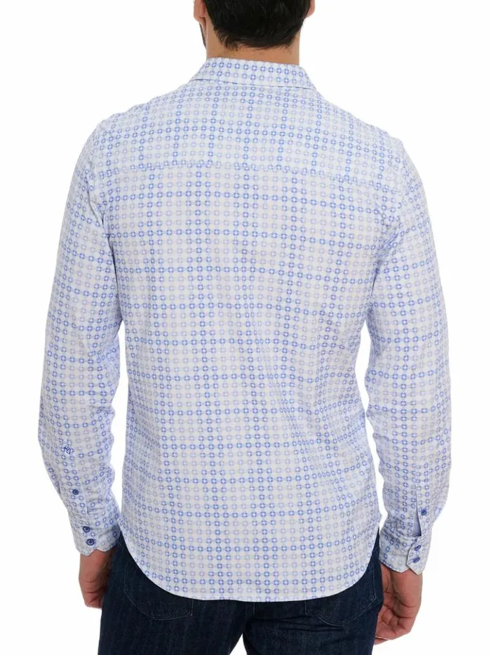 Men Robert Graham Sweaters and Knits Port Of Call Motion Long Sleeve Knit Shirt Blue