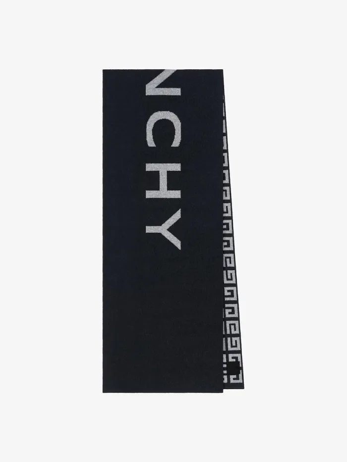 Men Scarves and Ties Givenchy GIVENCHY 4G Double Sided Scarf In Wool And Cashmere Black