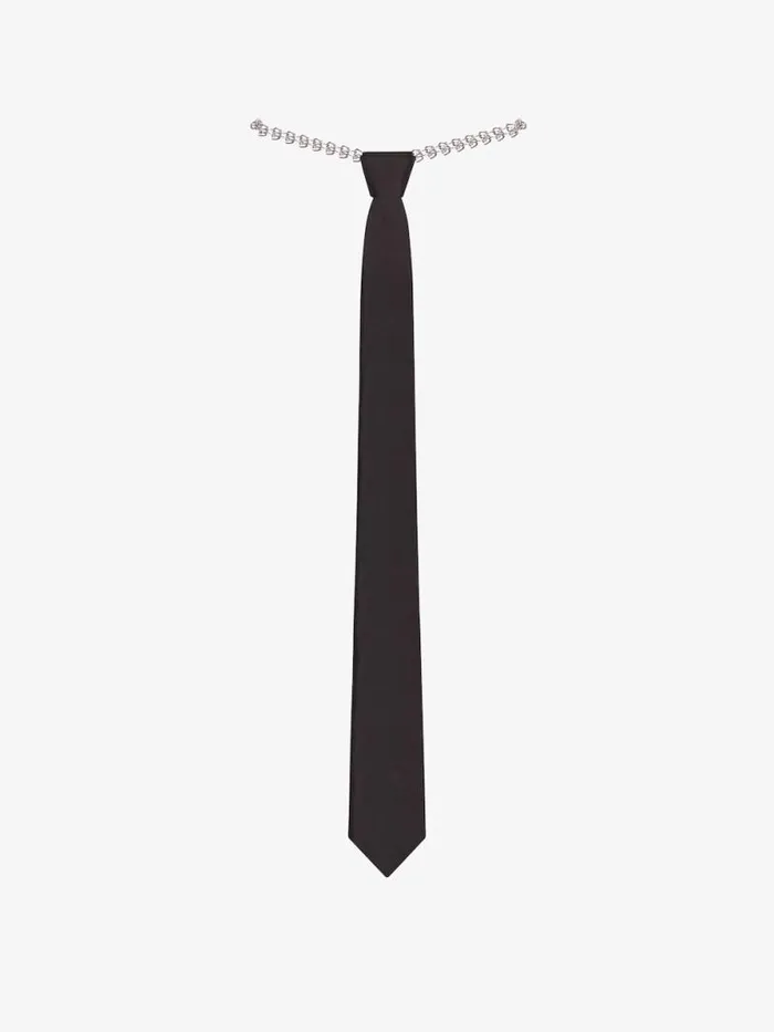 Men Scarves and Ties Givenchy Tie With Chain In Silk Black