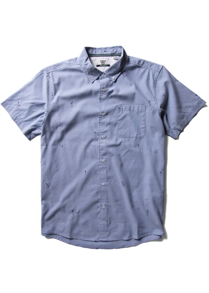 Men Shirts and Flannels Vissla Palm Away Eco Ss Shirt Faded Denim