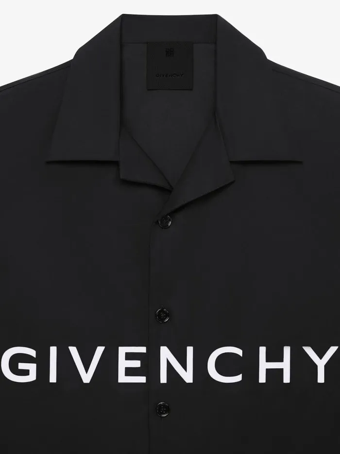 Men Shirts Givenchy GIVENCHY Boxy Fit Hawaiian Shirt In Poplin Black