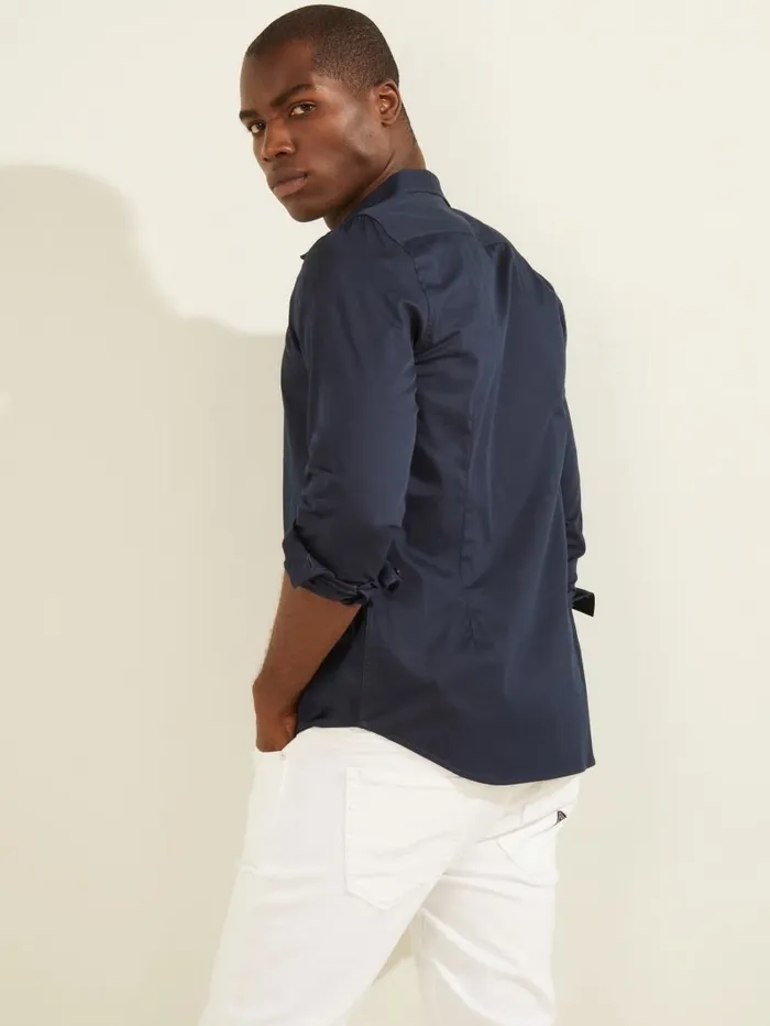 Men Shirts GUESS Luxe Stretch Shirt New Navy Men Shirts GUESS Luxe Stretch Shirt New Navy