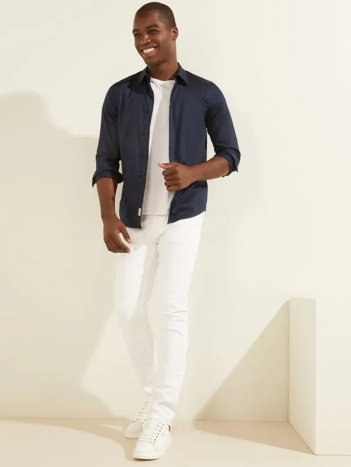 Men Shirts GUESS Luxe Stretch Shirt New Navy Men Shirts GUESS Luxe Stretch Shirt New Navy