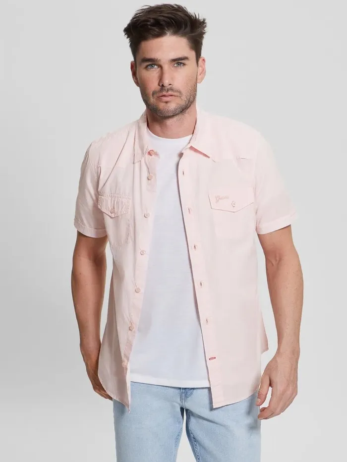 Men Shirts GUESS Nottingham Shirt Blush Cotton