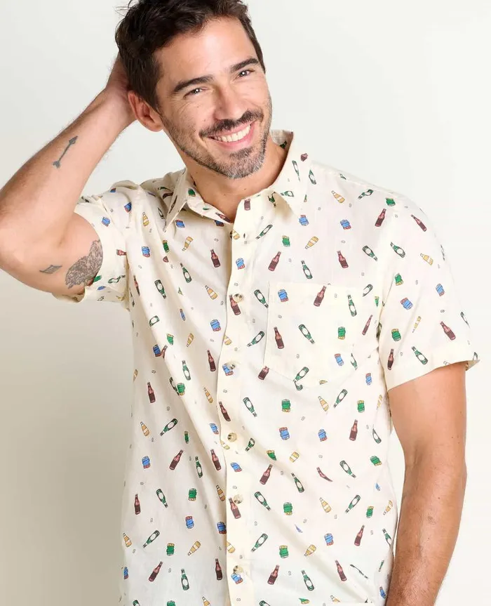 Men Shirts Toad and Co Fletch Short Sleeve Shirt Salt Beer Print