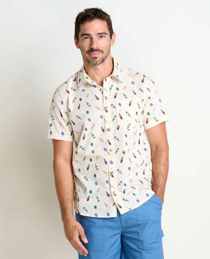Men Shirts Toad and Co Fletch Short Sleeve Shirt Salt Beer Print