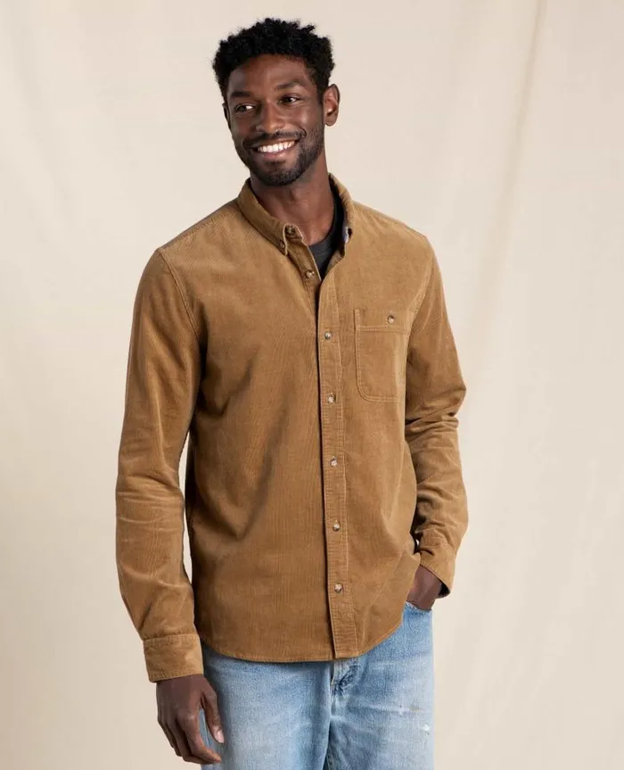 Men Shirts Toad and Co Scouter Cord Long Sleeve Shirt Honey Brown