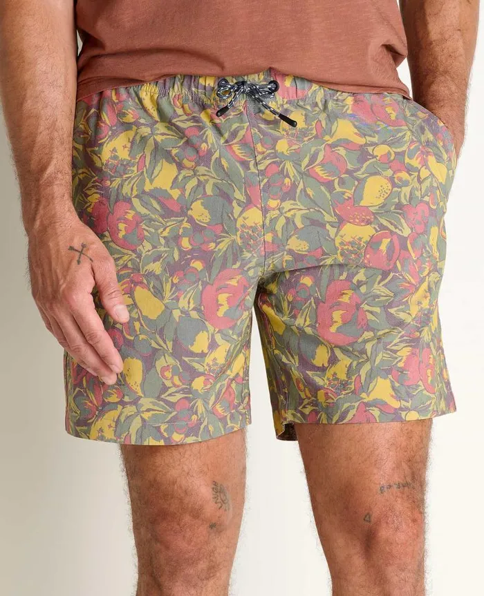 Men Shorts Toad and Co Boundless PullOn Short Chive Fruit Print