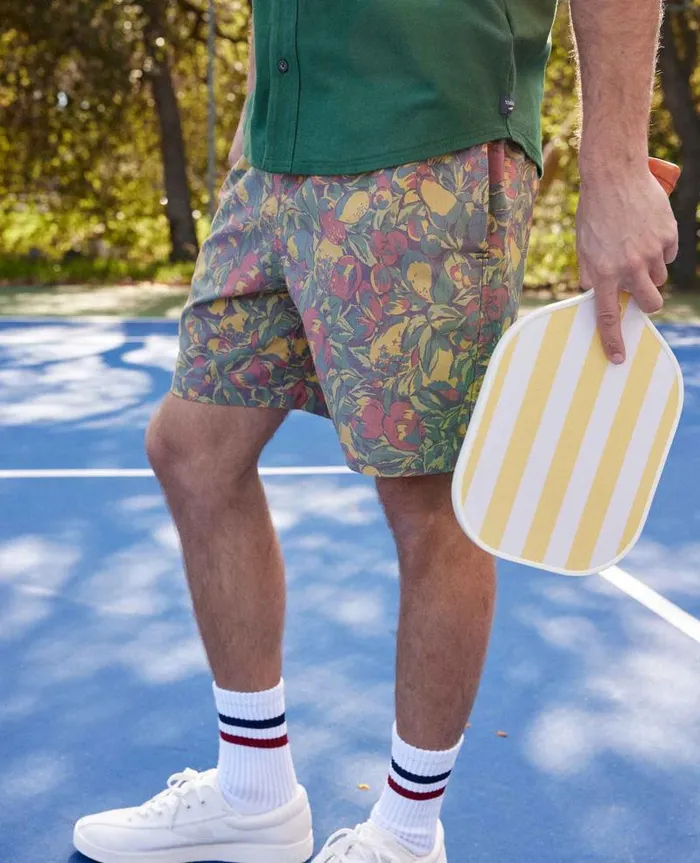 Men Shorts Toad and Co Boundless PullOn Short Chive Fruit Print