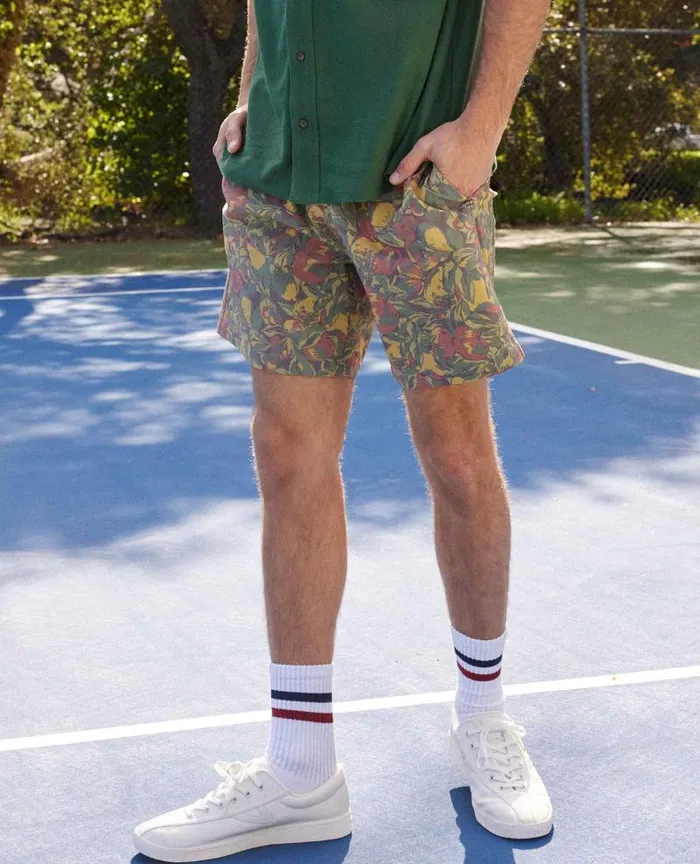 Men Shorts Toad and Co Boundless PullOn Short Chive Fruit Print