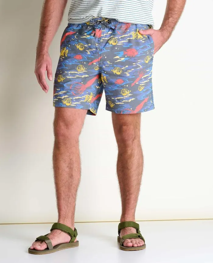 Men Shorts Toad and Co Boundless PullOn Short Sea Blue Fish Print